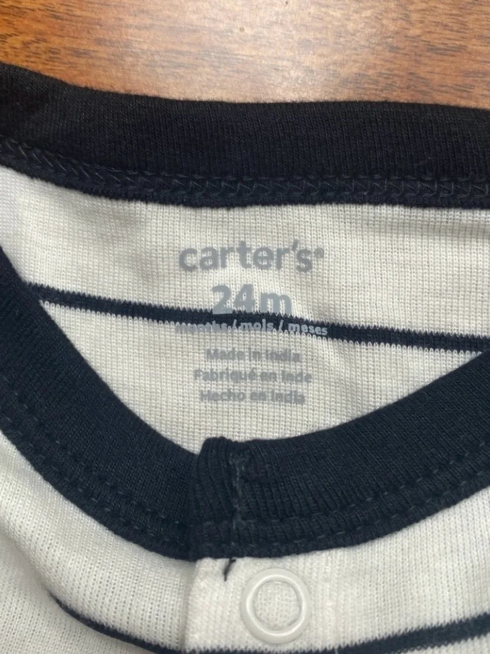 NWT New Carter's Baby Boy Black White Stripe Boat Button Down Romper Size 24M
